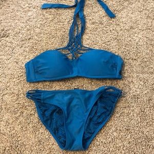 Volcom Blue Bikini Size Medium